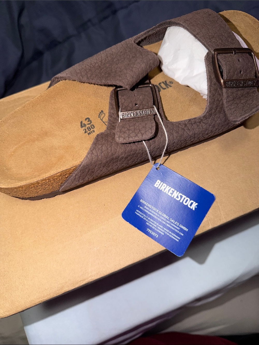 Birkenstock Arizona Two-Strap Sandal - Dark Brown with Copper Buckles - Picture 5 of 7